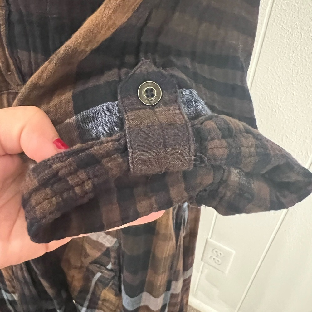 Chelsea & Theodore Brown and Blue Plaid Long Sleeve Dress - Picture 7 of 9